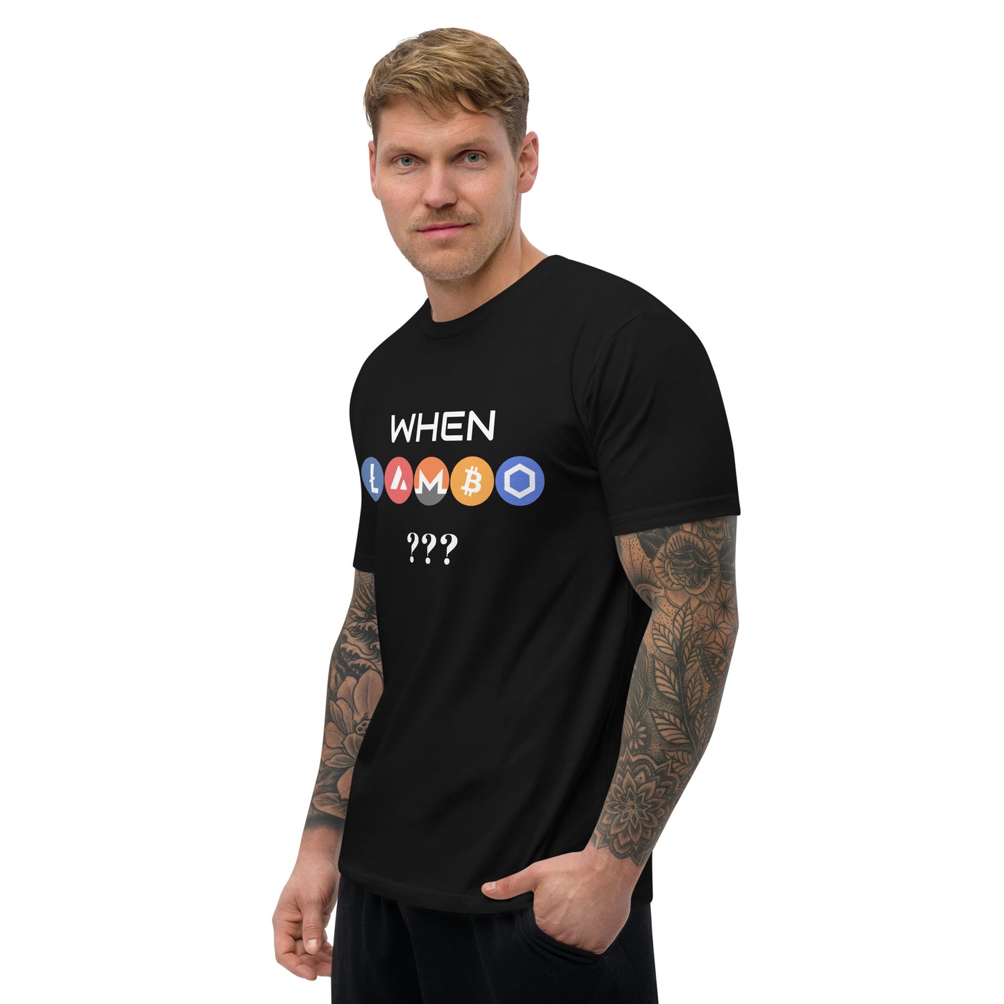 WHEN LAMBO? Short Sleeve T-shirt for all crypto lovers