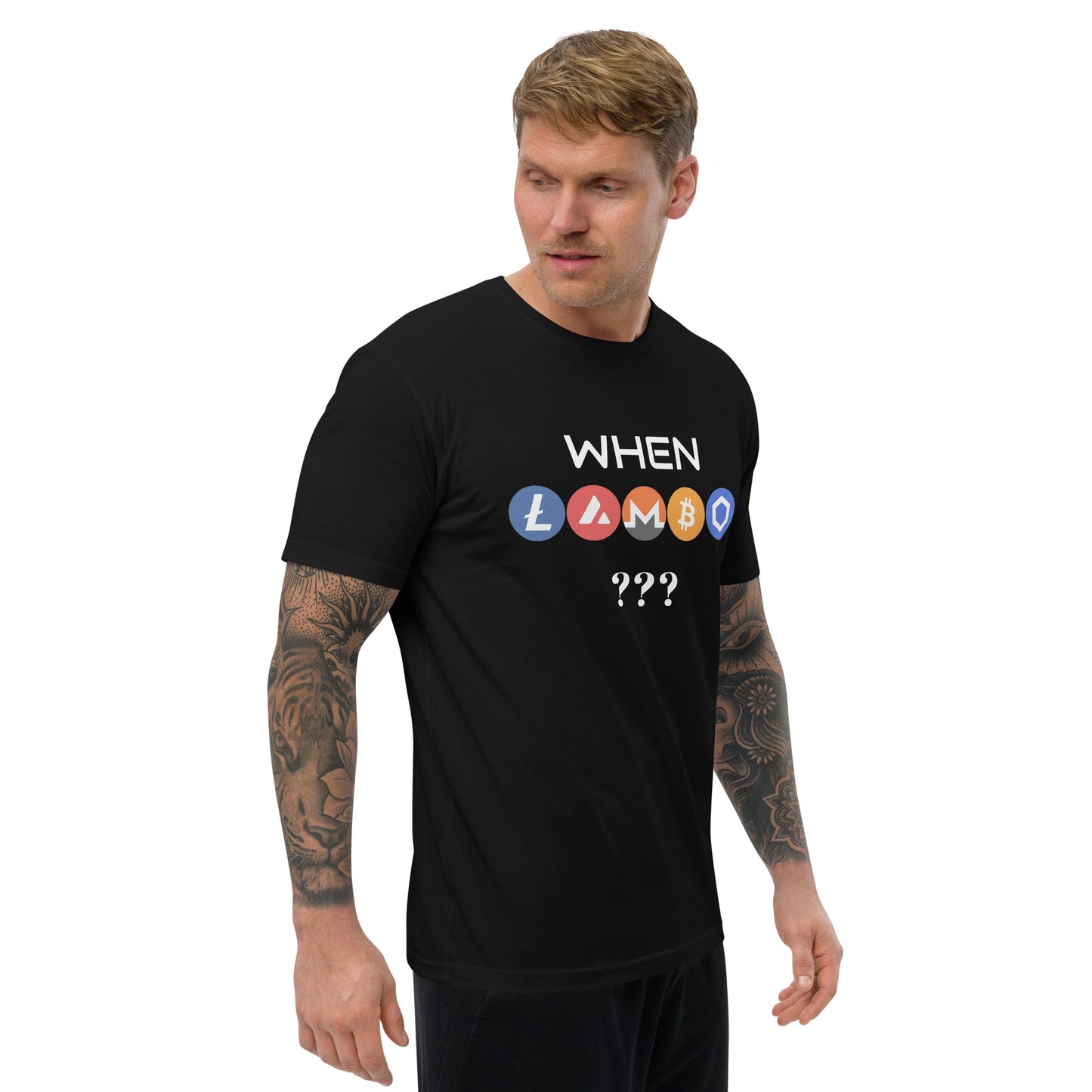 WHEN LAMBO? Short Sleeve T-shirt for all crypto lovers