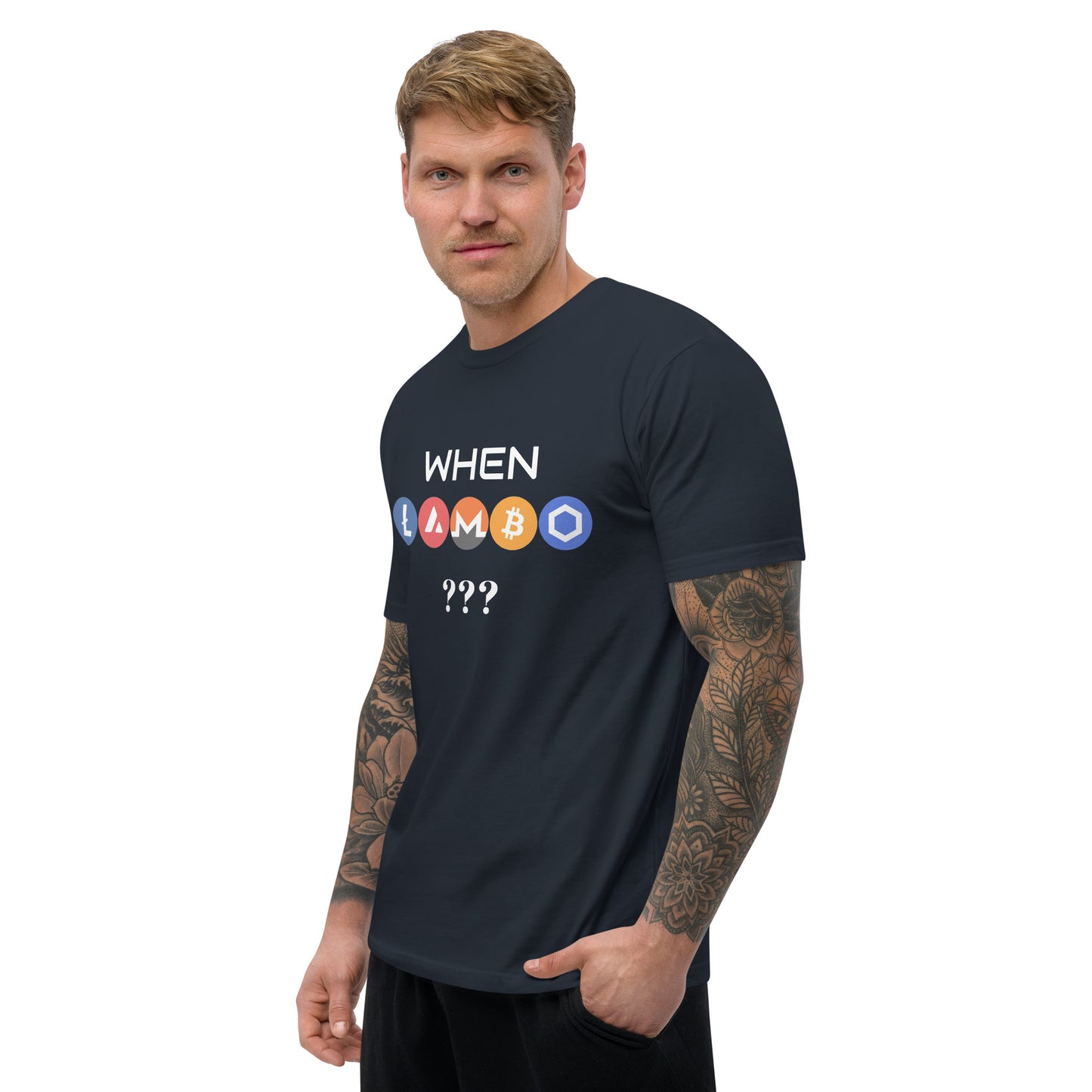 WHEN LAMBO? Short Sleeve T-shirt for all crypto lovers