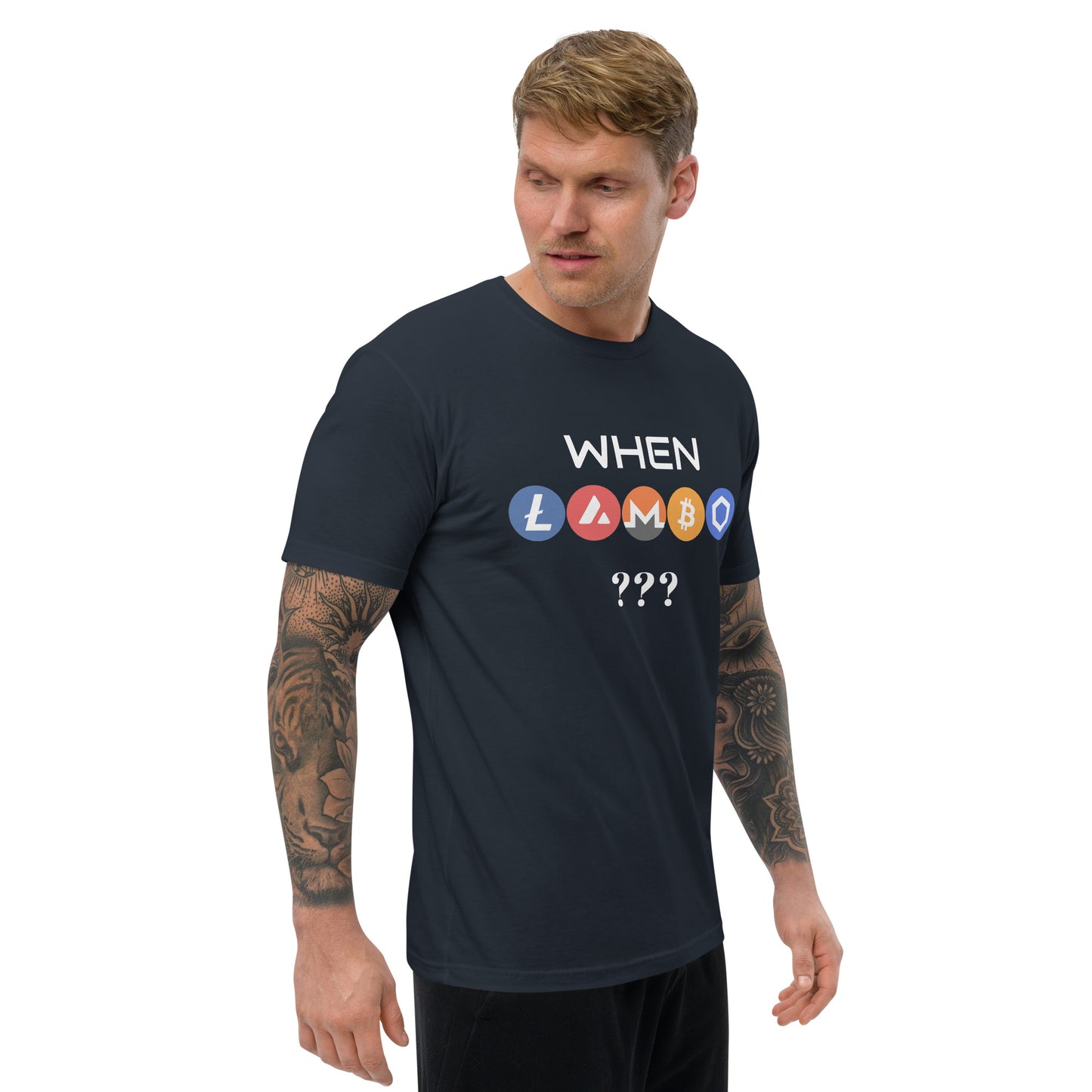 WHEN LAMBO? Short Sleeve T-shirt for all crypto lovers